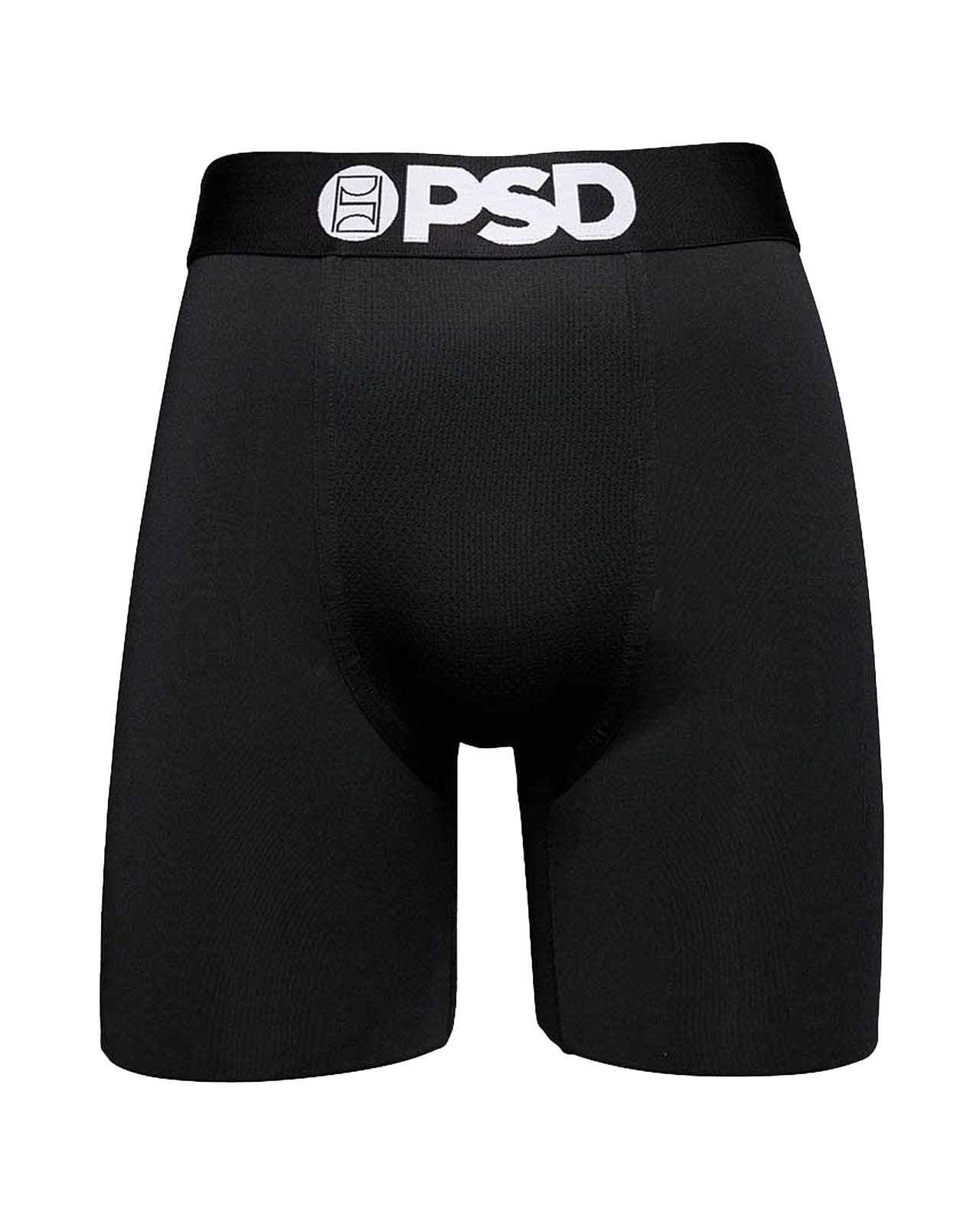 PSD Underwear Men's Solid Black Boxer Briefs 3-Pack - single front