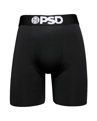 PSD Underwear Men's Solid Black Boxer Briefs 3-Pack - single front