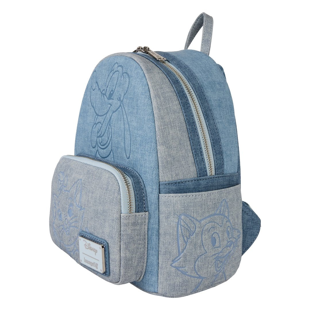 Loungefly Disney Dogs &amp; Cats Faux Denim Mini Backpack