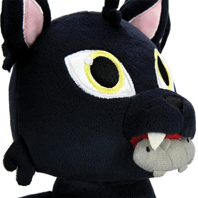 Kidrobot Dungeons & Dragons:  7.5" Displacer Beast Phunny Plush Toy - zoomed in 3/4 right angle with mouse in mouth