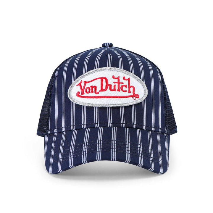 Von Dutch Navy &amp; White Stripe Trucker Hat