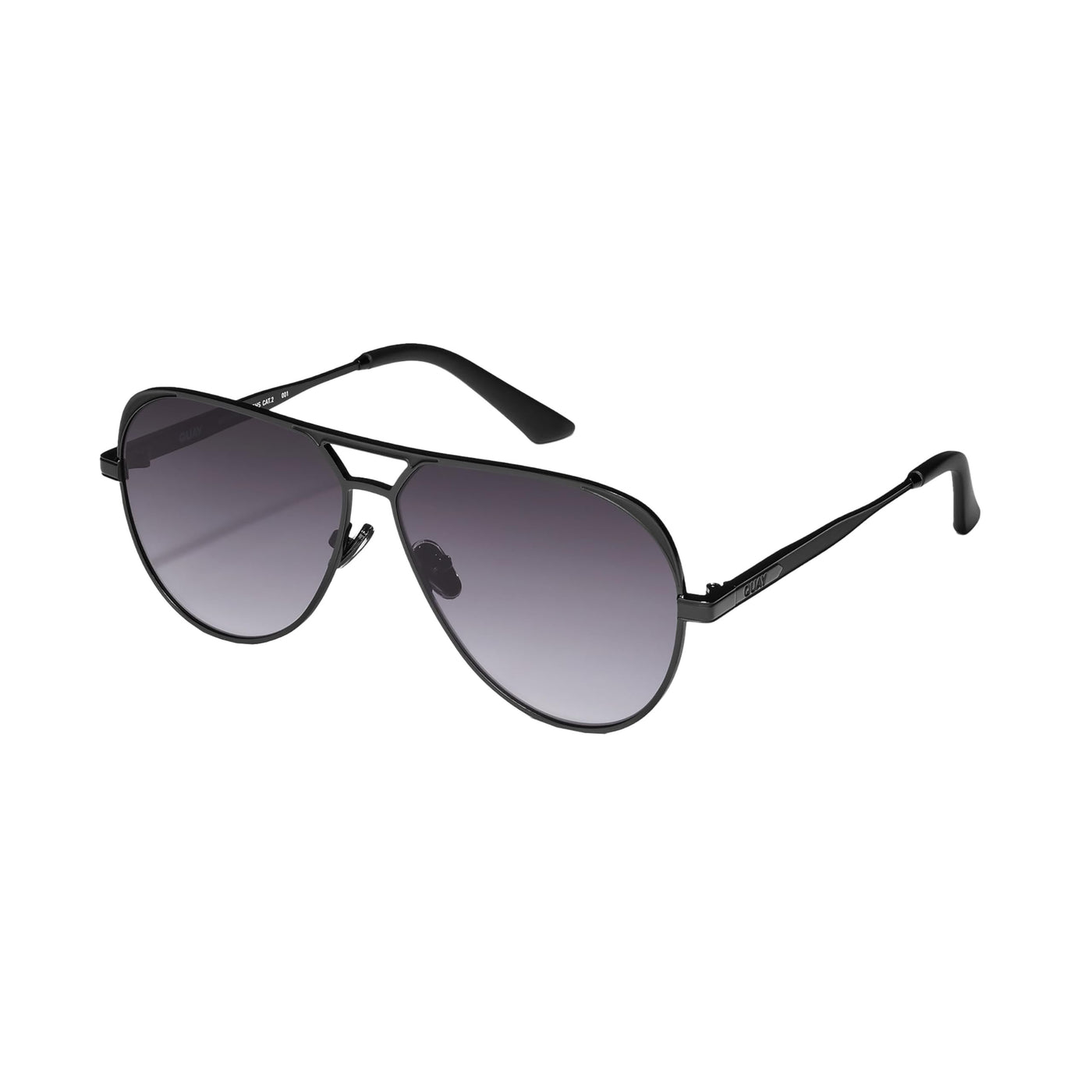 Quay Australia Women's Oversized Open Tab Aviator Sunglasses - Black - Angle