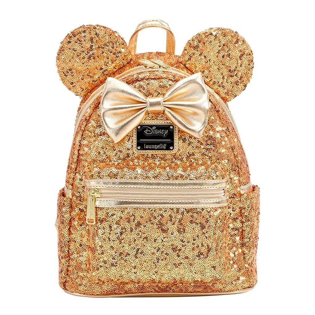 Loungefly Disney Minnie Mouse Yellow Gold Sequin Mini Backpack