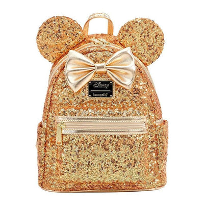 Loungefly Disney Minnie Mouse Yellow Gold Sequin Mini Backpack