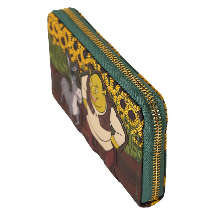 Loungefly Dreamworks Shrek &amp; Donkey Sunflower Field Zip Around Wallet