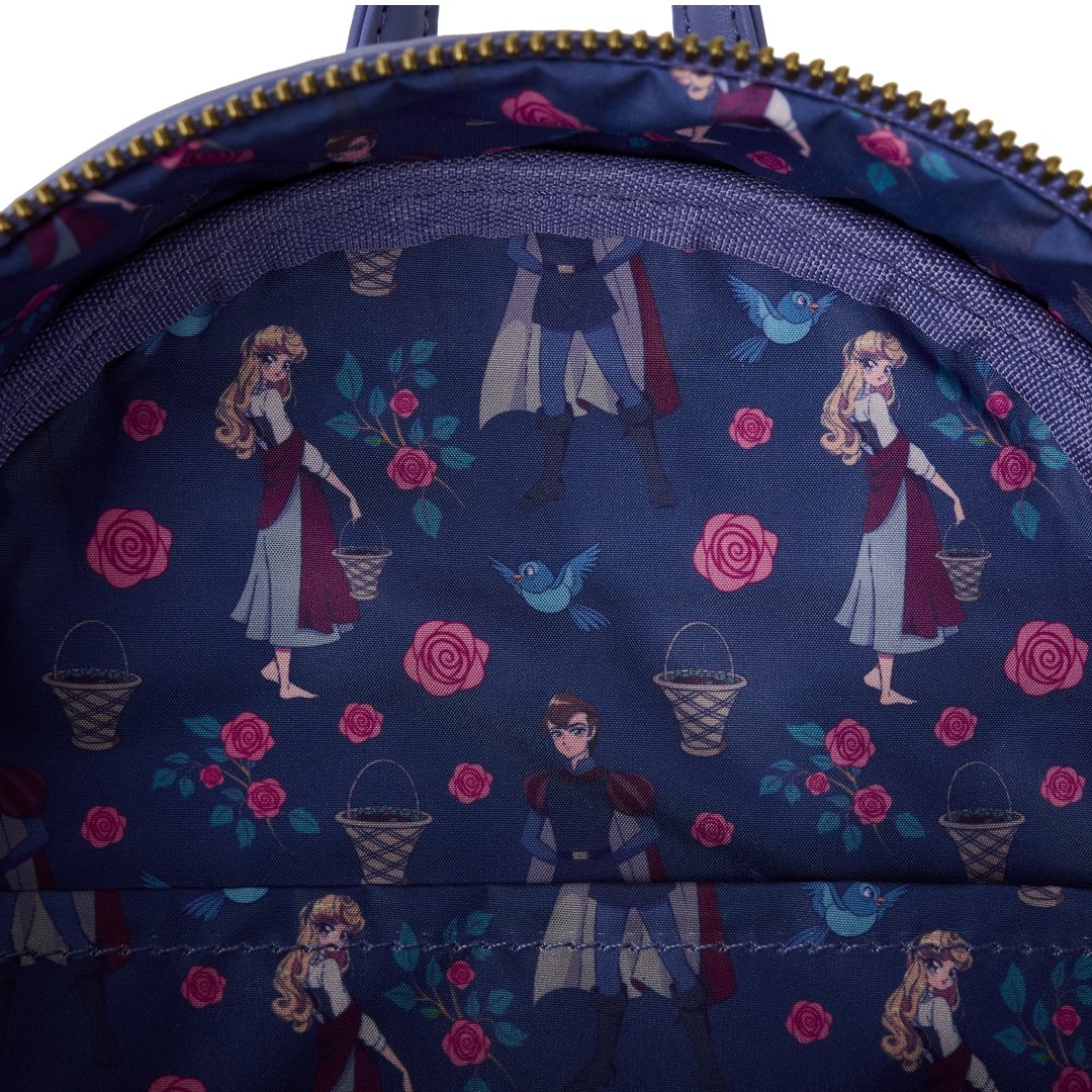 Loungefly Disney Sleeping Beauty Princess Aurora &amp; Prince Phillip Floral Mini Backpack