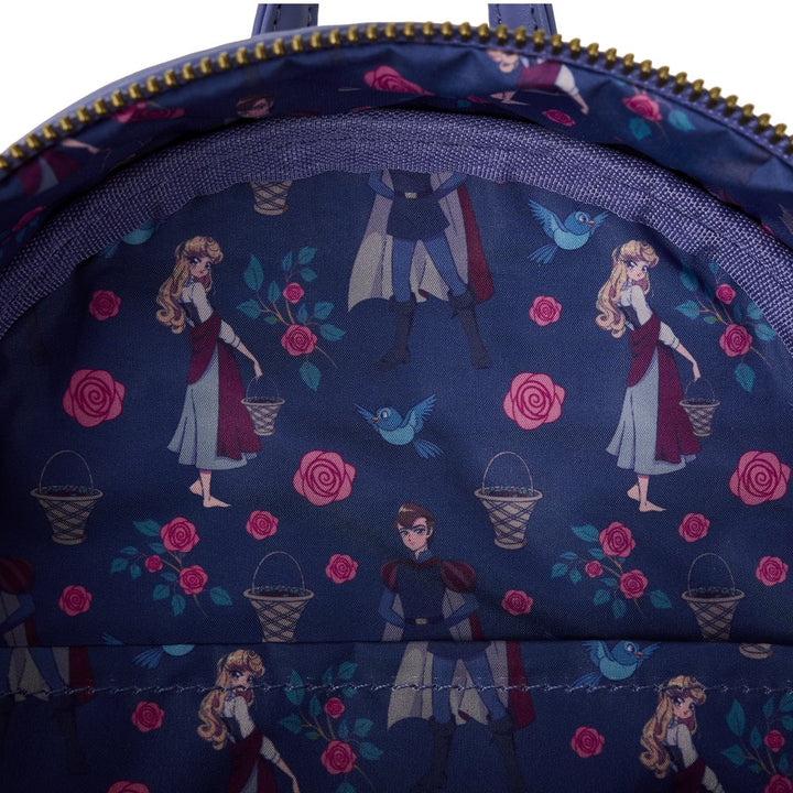 Loungefly Disney Sleeping Beauty Princess Aurora &amp; Prince Phillip Floral Mini Backpack