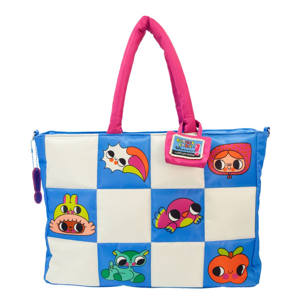 Whatever Makes You Happy Burger Babie Padded Check Tote Bag