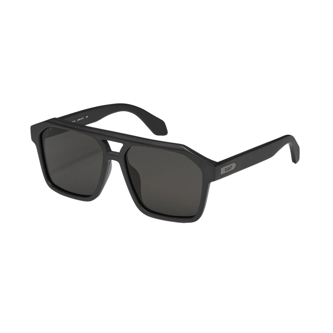Quay Women's Soundcheck Modern Aviator Sunglasses (Matte Black Frame/Black Polarized Lens) - 3/4 View