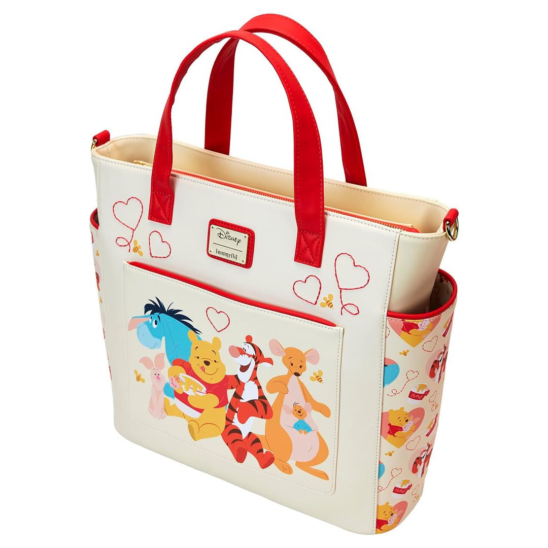 Loungefly Disney Winnie The Pooh &amp; Friends Hearts Convertible Backpack &amp; Tote Bag