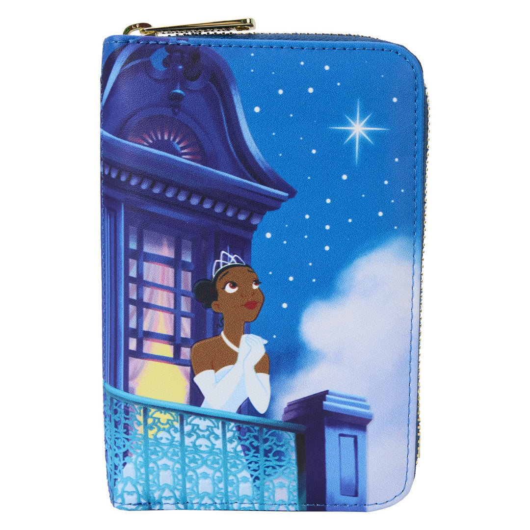 671803530126 - Loungefly Disney The Princess And The Frog 15th Anniversary Evening Star Glow Zip Around Wallet - front  