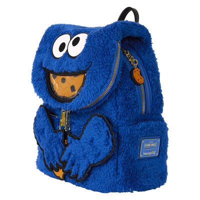 Loungefly Sesame Street Cookie Monster Plush Cosplay Mini Backpack With Coin Bag