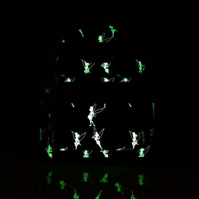 Loungefly Disney Tinkerbell Glow in the Dark Allover Print Mini Backpack w/ Teal Straps - 707 Street Exclusive