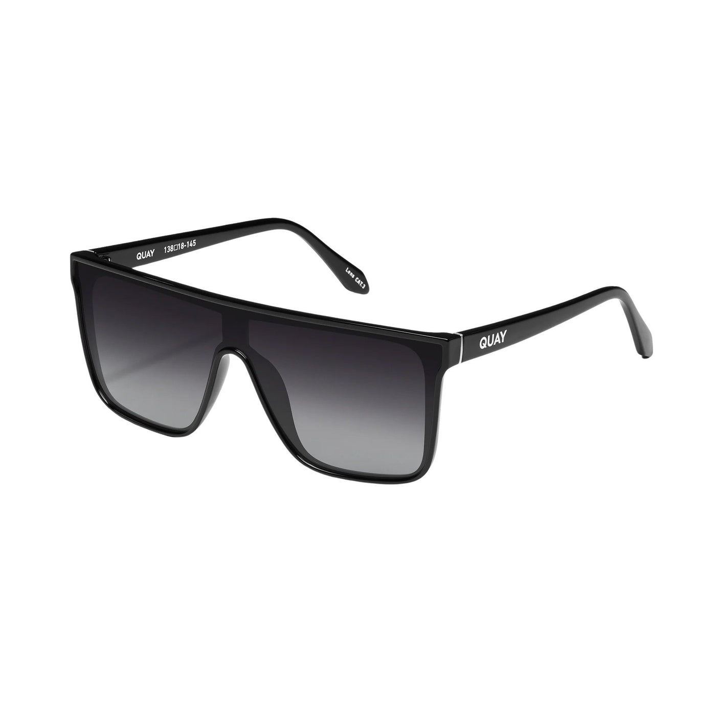 Quay Australia Nightfall Extra Large Flat Top Shield XL Sunglasses - Angle