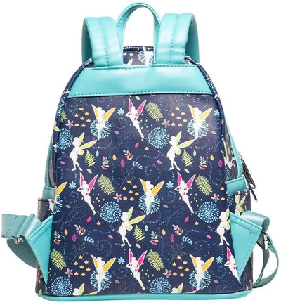 Loungefly Disney Tinkerbell Glow in the Dark Allover Print Mini Backpack w/ Teal Straps - 707 Street Exclusive