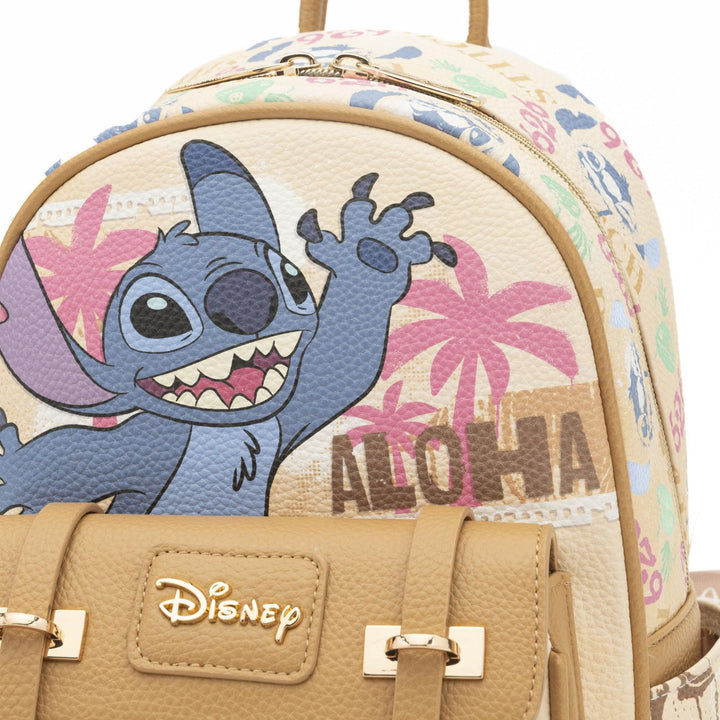 WondaPop Disney Aloha Stitch 11" Vegan Leather Mini Backpack - Top Graphic