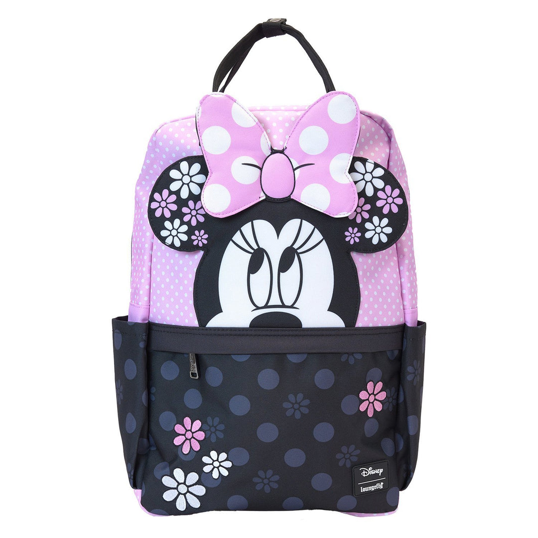671803534230 - Loungefly Disney Minnie Mouse Floral Rock the Dots Full-Size Nylon Backpack - front