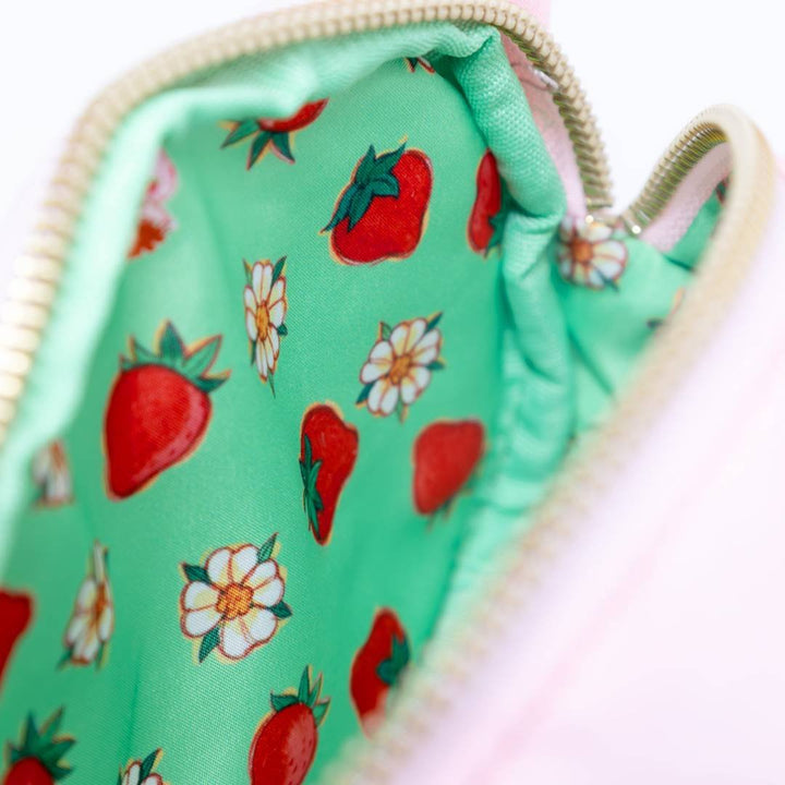 Whatever Makes You Happy Strawberry Shortcake Custard Plush Coin Bag with Strap
