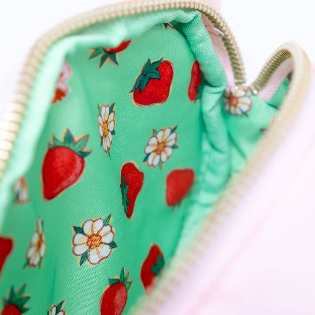 Whatever Makes You Happy Strawberry Shortcake Custard Plush Coin Bag with Strap