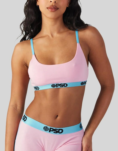 PSD Underwear Women's Pop Bralette 3-Pack model wearing pink front