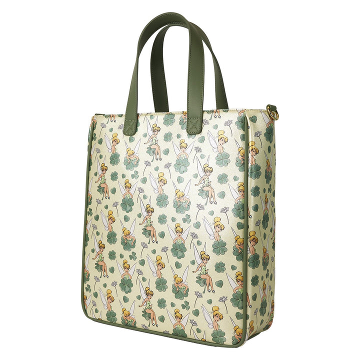 Loungefly Disney Peter Pan Tinker Bell Clover All-Over Print Tote Bag With Coin Bag