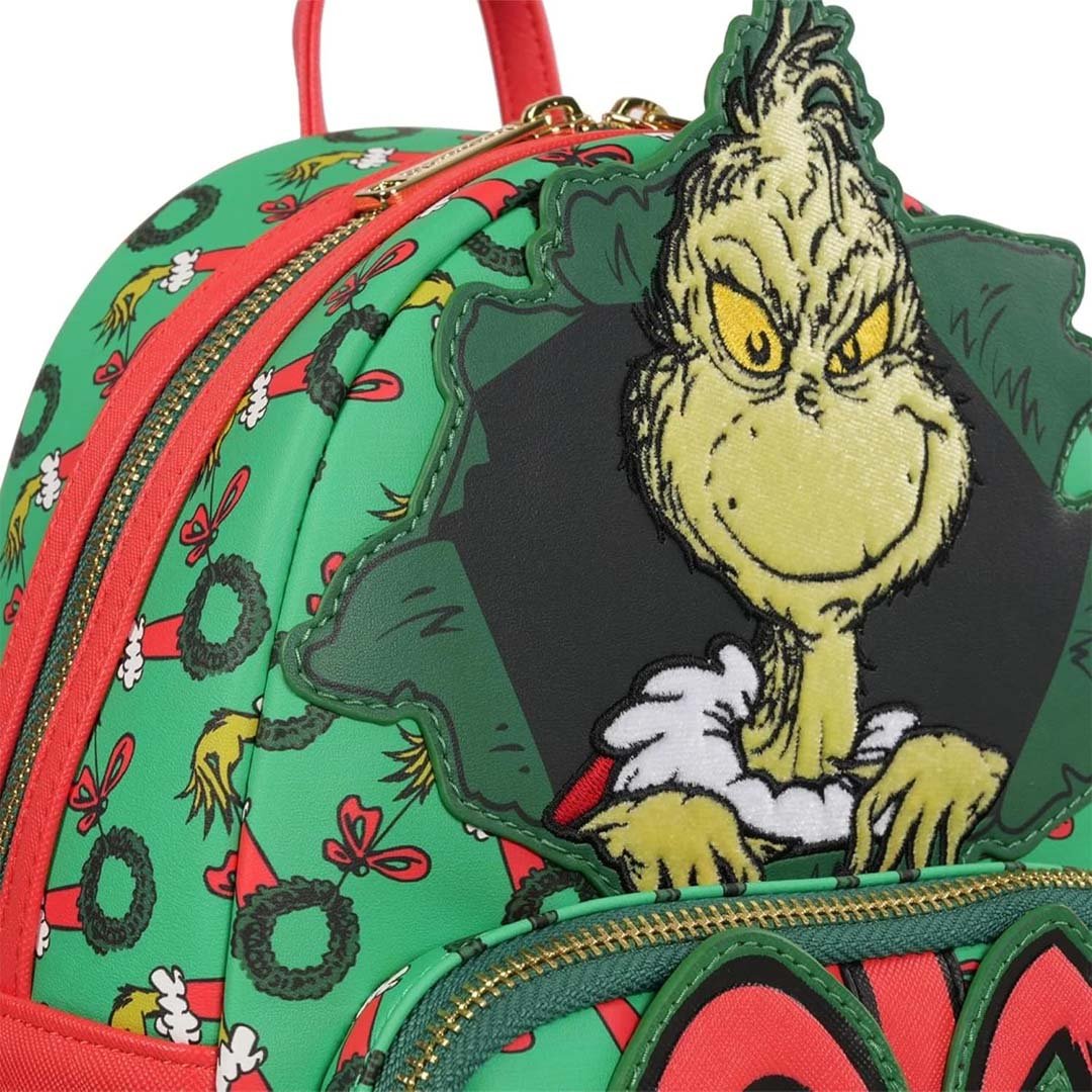 Loungefly Dr. Seuss How the Grinch Stole Christmas Grinch Christmas Present Mini Backpack - Entertainment Earth EX