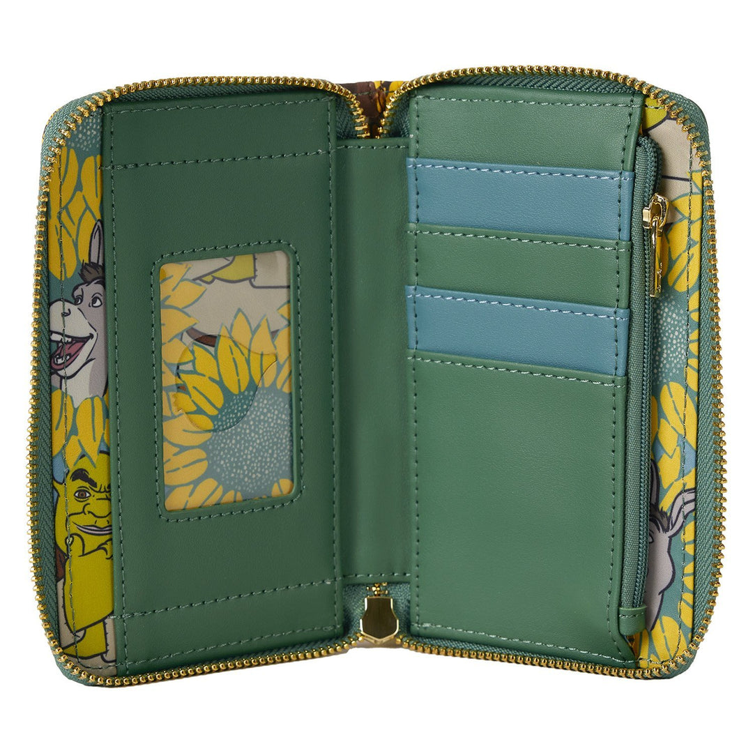 Loungefly Dreamworks Shrek &amp; Donkey Sunflower Field Zip Around Wallet