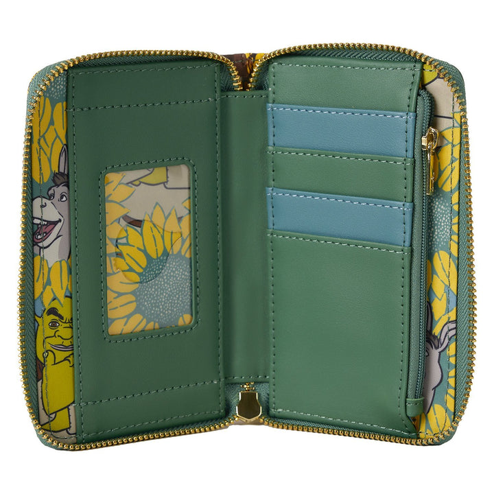 Loungefly Dreamworks Shrek &amp; Donkey Sunflower Field Zip Around Wallet