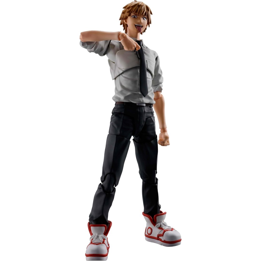 Tamashii Nations Chainsaw Man Denji S.H.Figuarts Action Figure - front tongue out and curled finger