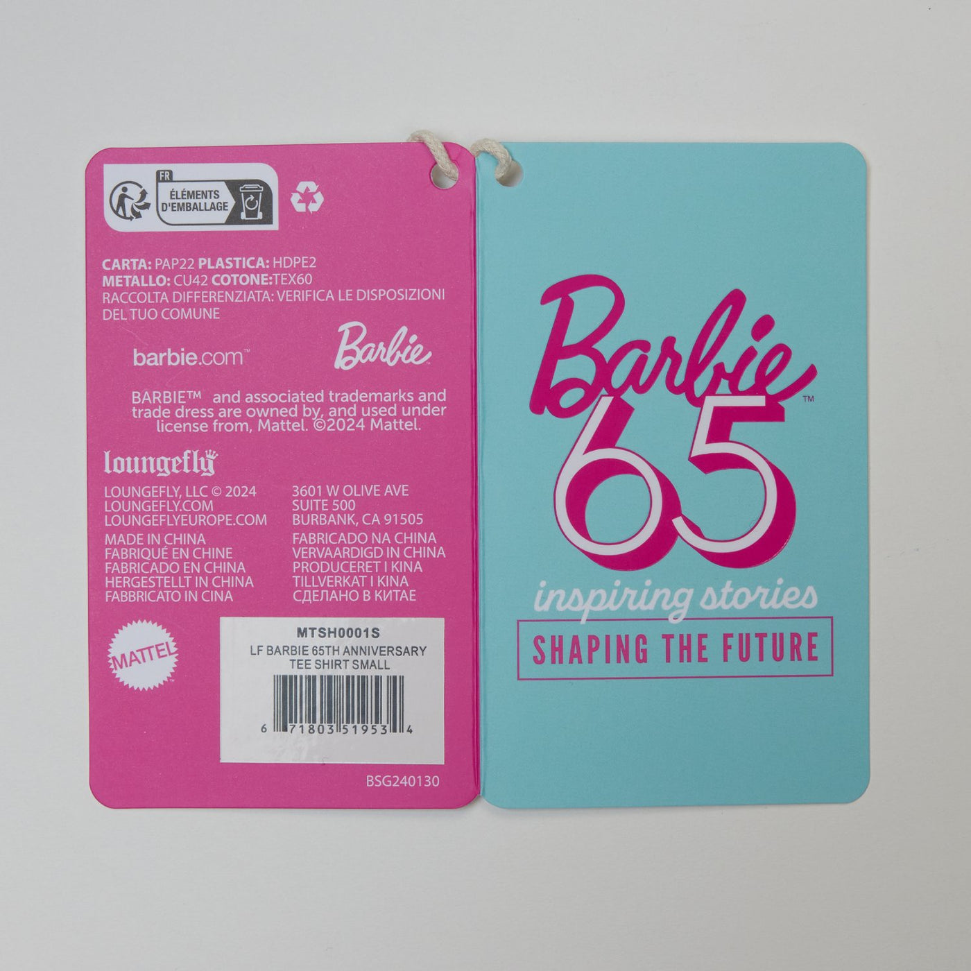 Loungefly Mattel Barbie 65th Anniversary T-Shirt - Hangtag