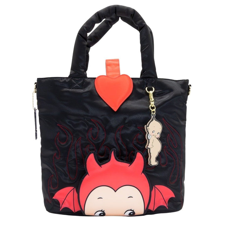 Whatever Makes You Happy Kewpie Devil Puffy Tote Bag with Angel Acrylic Charm