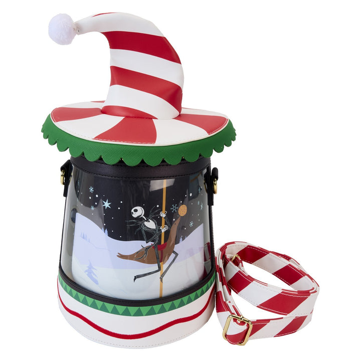 Loungefly Disney The Nightmare Before Christmas Candy Cane Carousel Spinning Figural Crossbody Bag