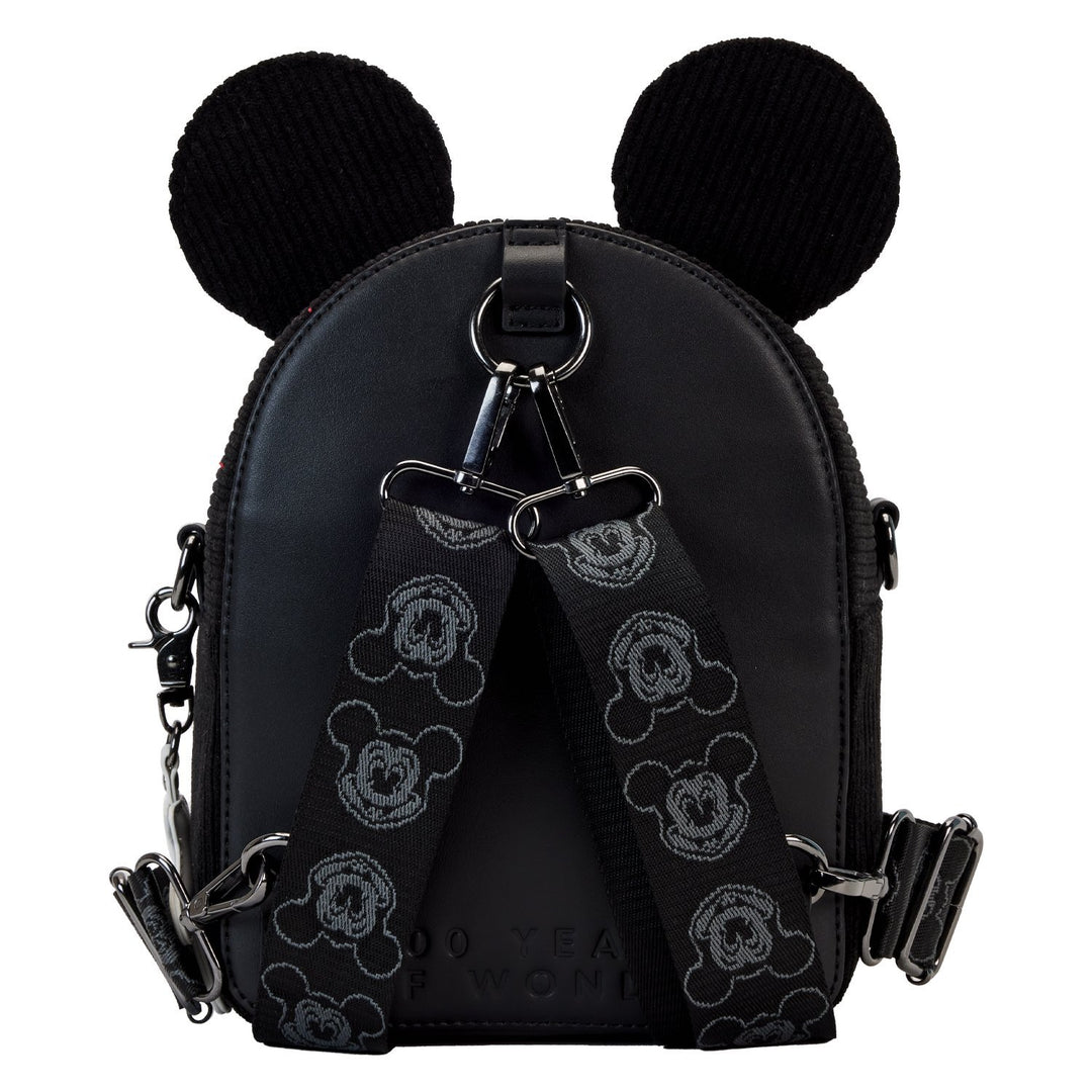 Loungefly Disney Mickey Mouse Classic Corduroy Convertible Mini Backpack &amp; Crossbody Bag