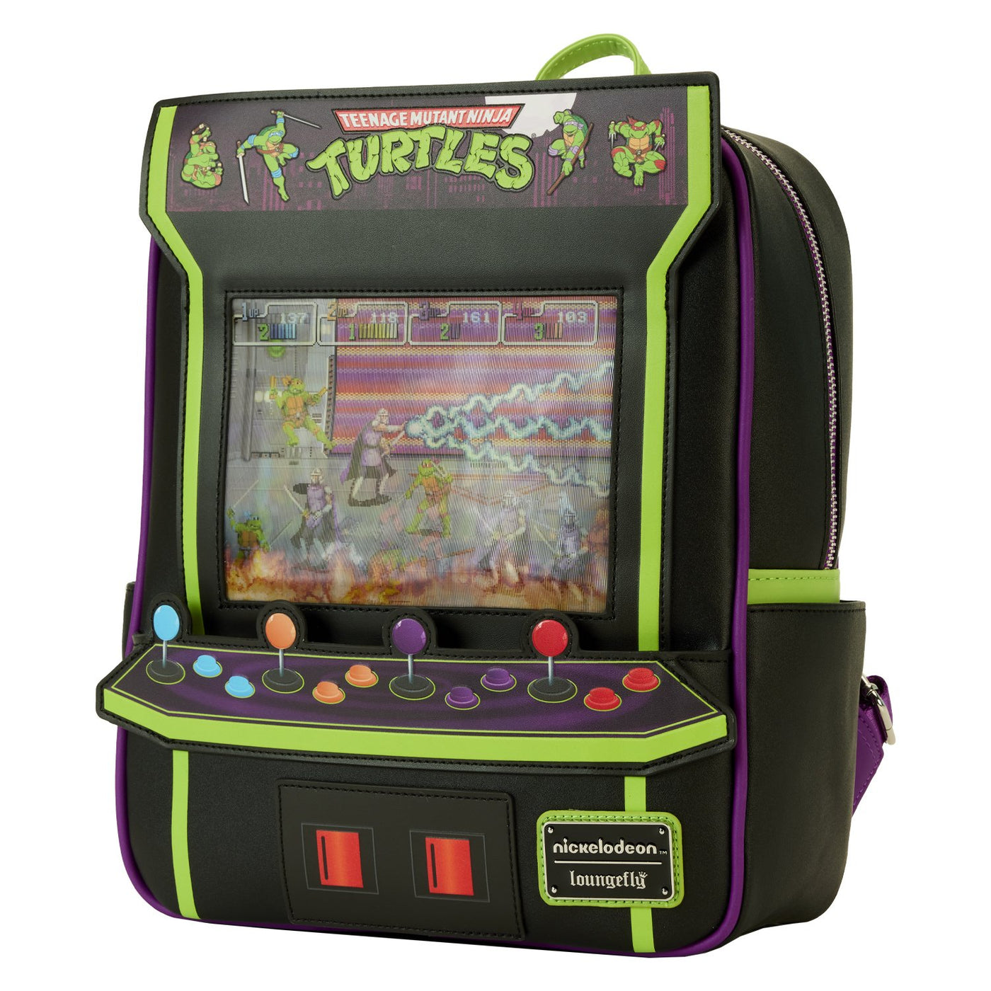 Loungefly Nickelodeon TMNT 40th Anniversary Vintage Arcade Mini Backpack - Lenticular Feature Alternate Screen 01