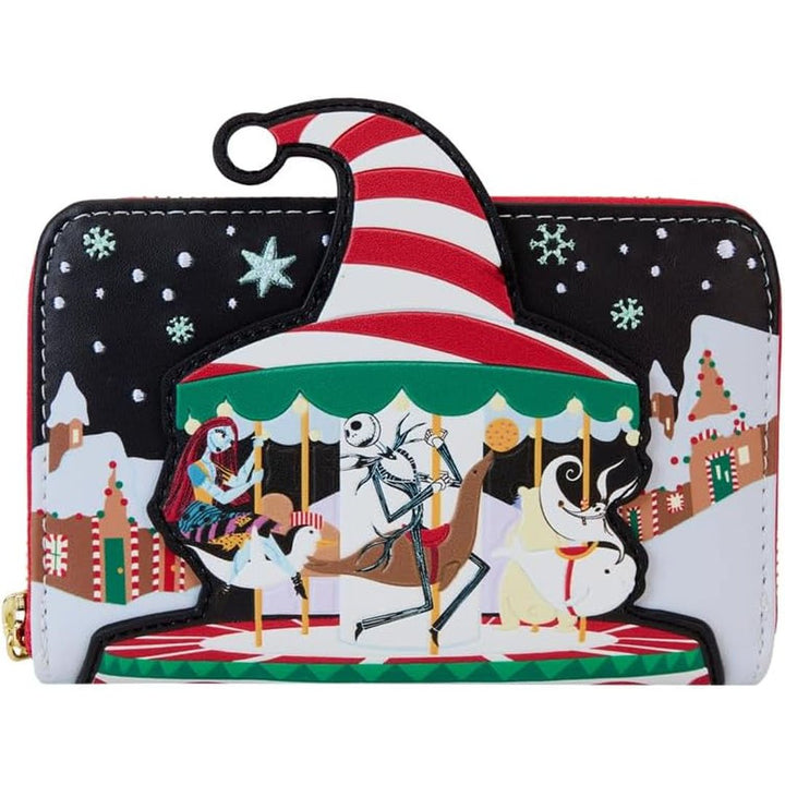 Loungefly Disney The Nightmare Before Christmas Candy Cane Carousel Zip Around Wallet