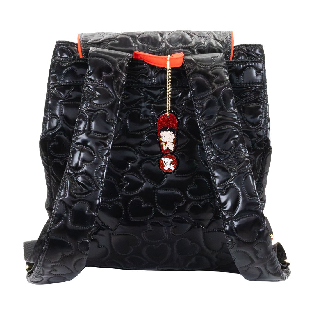 betty boop backpack leather Betty Boop Quilted Heart Trinket Backpack with Acrylic Charms
