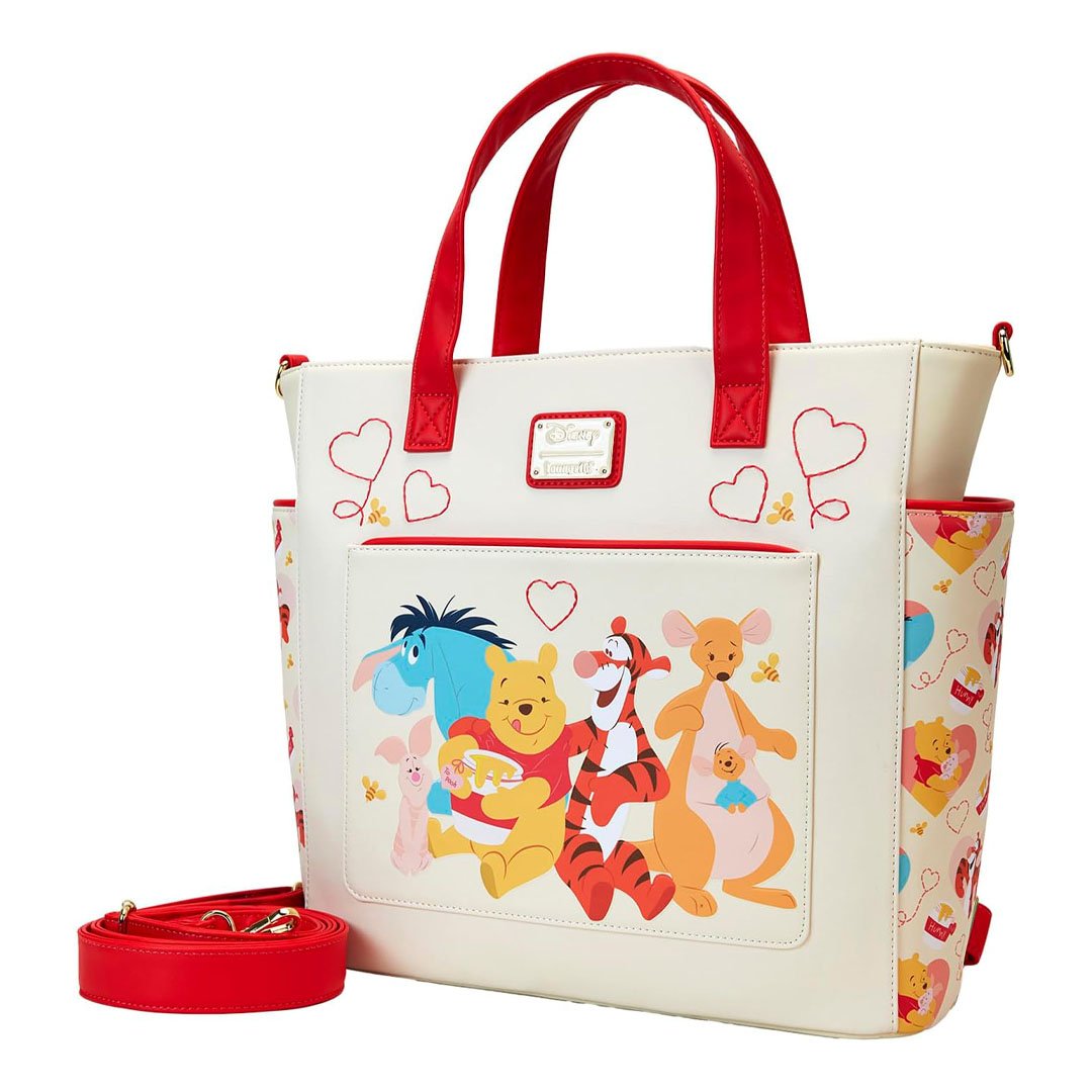 Loungefly Disney Winnie The Pooh &amp; Friends Hearts Convertible Backpack &amp; Tote Bag