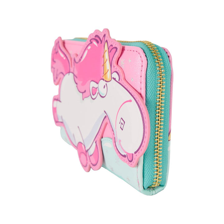 Loungefly Universal Minions Fluffy Unicorn Rainbow Glitter Zip Around Wallet