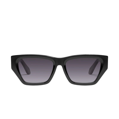 Quay Women's No Apologies Angled Square Sunglasses (Black Frame/Smoke Lens) - front