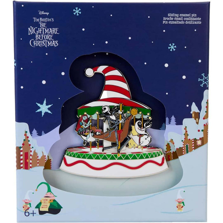 Loungefly Disney The Nightmare Before Christmas Candy Cane Carousel 3" Collector Box Sliding Pin