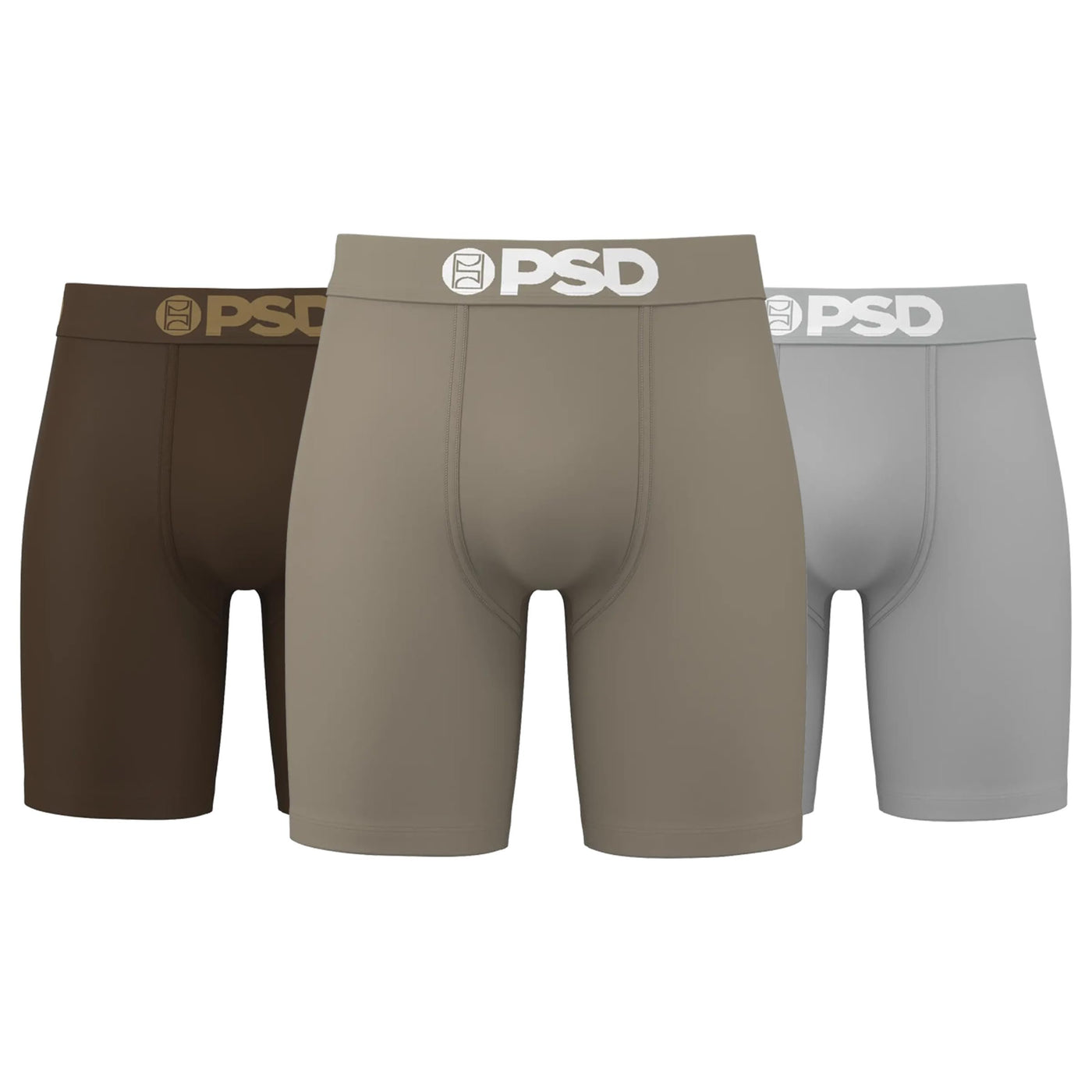 PSD Underwear Men's Earth Tones Cotton Boxer Briefs 3-Pack