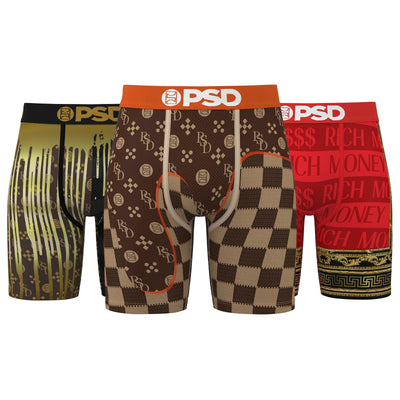 PSD Underwear Men's Emblem Lux Boxer Briefs 3-Pack