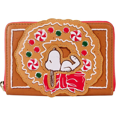 Loungefly Peanuts Snoopy Gingerbread Wreath Zip-Around Wallet