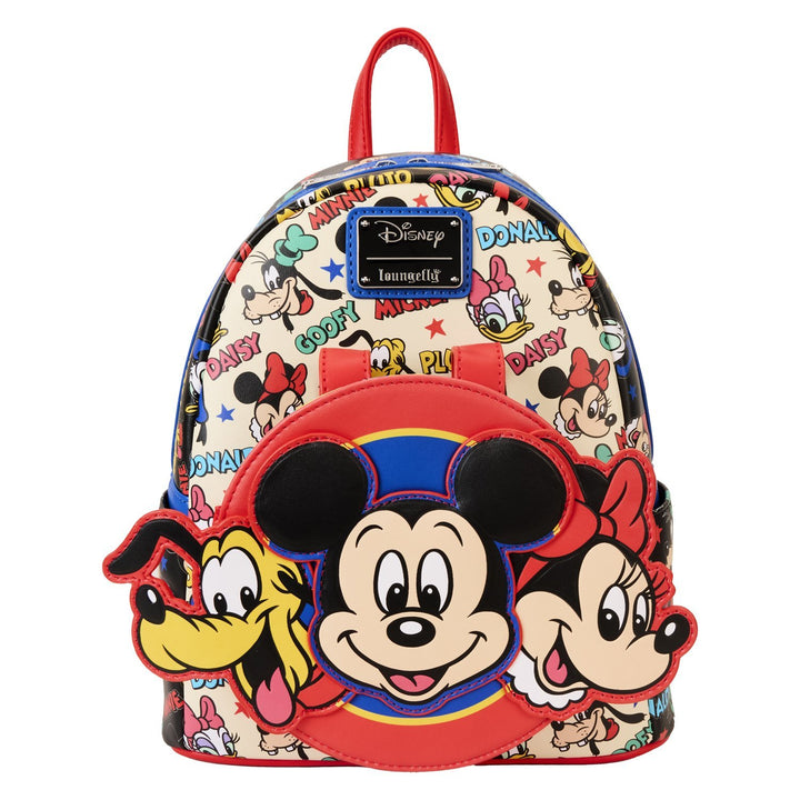 Loungefly Disney Mickey &amp; Friends Classic All-Over Print Mini Backpack With Ear Headband