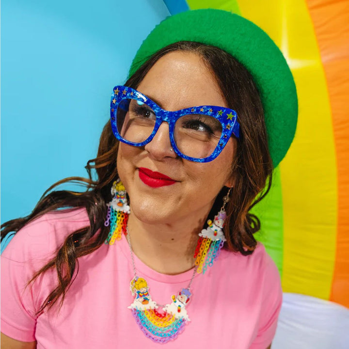 Whatever Makes You Happy Rainbow Brite Rainbow Clouds Acrylic Necklace