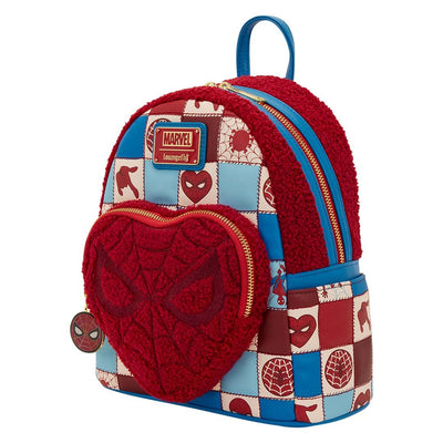 Loungefly Marvel Spider-Man Sherpa Heart Mini Backpack