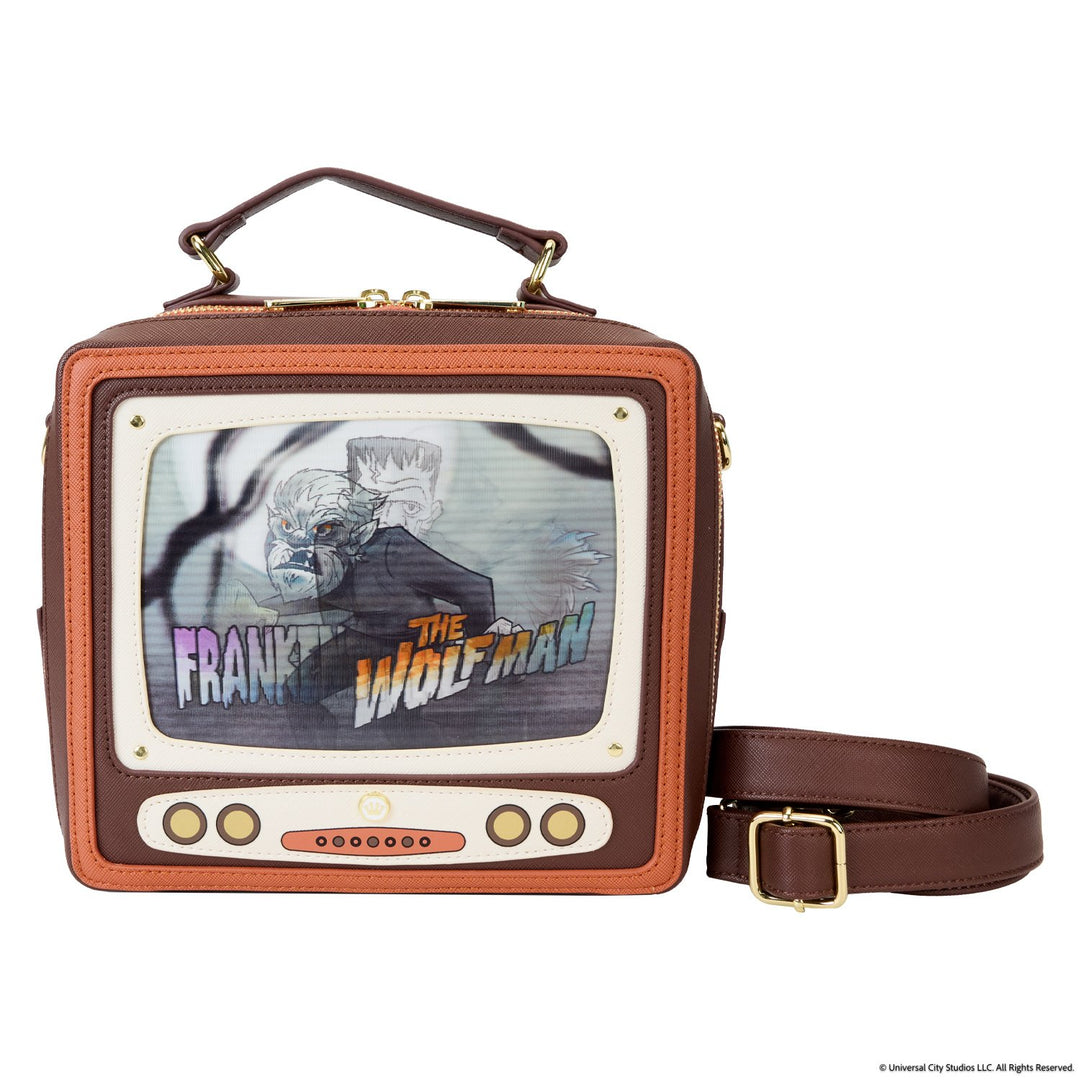 671803523425 - Loungefly Universal Monsters Vintage TV Triple Lenticular Crossbody - front
