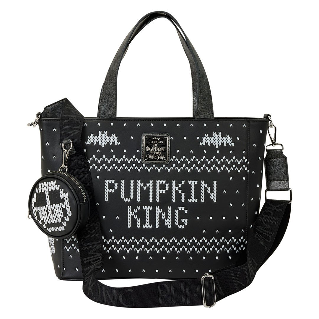 Loungefly Disney The Nightmare Before Christmas Jack Skellington Reversible Sequins Tote Crossbody Bag with Coin Bag