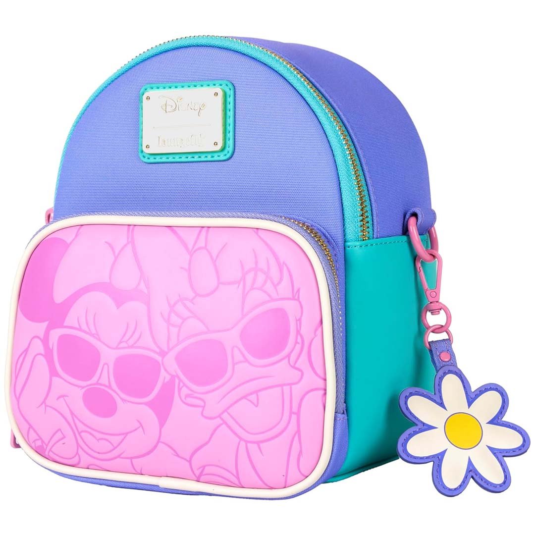 Loungefly Disney Daisy Duck 85th Anniversary Daisy Duck &amp; Minnie Mouse Convertible Mini Backpack &amp; Crossbody Bag