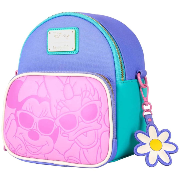 Loungefly Disney Daisy Duck 85th Anniversary Daisy Duck &amp; Minnie Mouse Convertible Mini Backpack &amp; Crossbody Bag